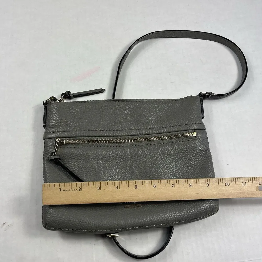 Kate Spade Crossbody Purse Gray Pebble Leather Soft Utility Everyday Travel Bag
